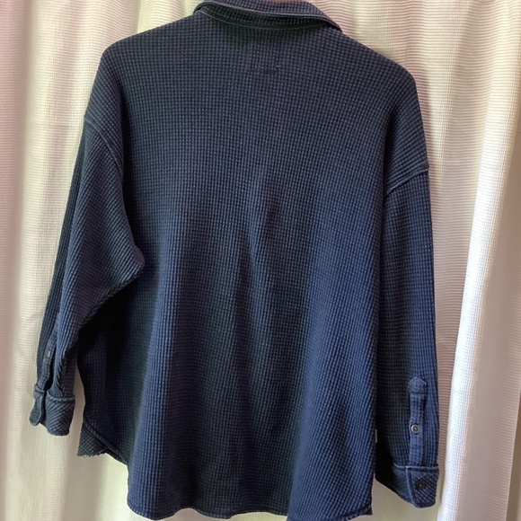 Aerie Lumber Jane waffle knit button down shirt * Washed Blue color* XS - Picture 2 of 3